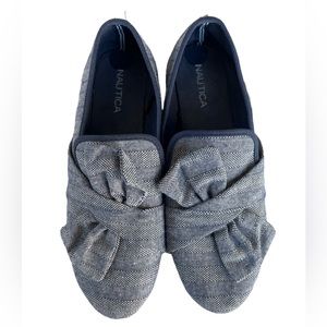 NAUTICA Womens Nautical Rudder KnotBlue Stripes Bow Espadrilles Flats Size 9